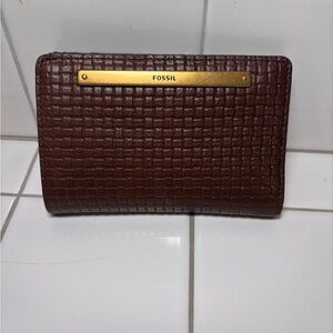 Fossil Women's Liza Multifunction Bifold Wallet Brown Leather